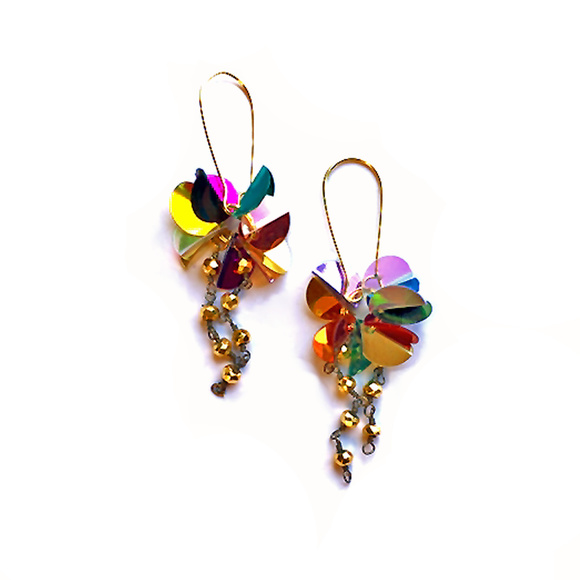 Pretty Little Chips Jewelry - Glam Multicolor Sequin and Gem Earrings